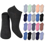 Set of dark gray ankle socks with a display of various colored socks on a white background
