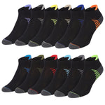 Set of black ankle socks with colorful accents on a white background