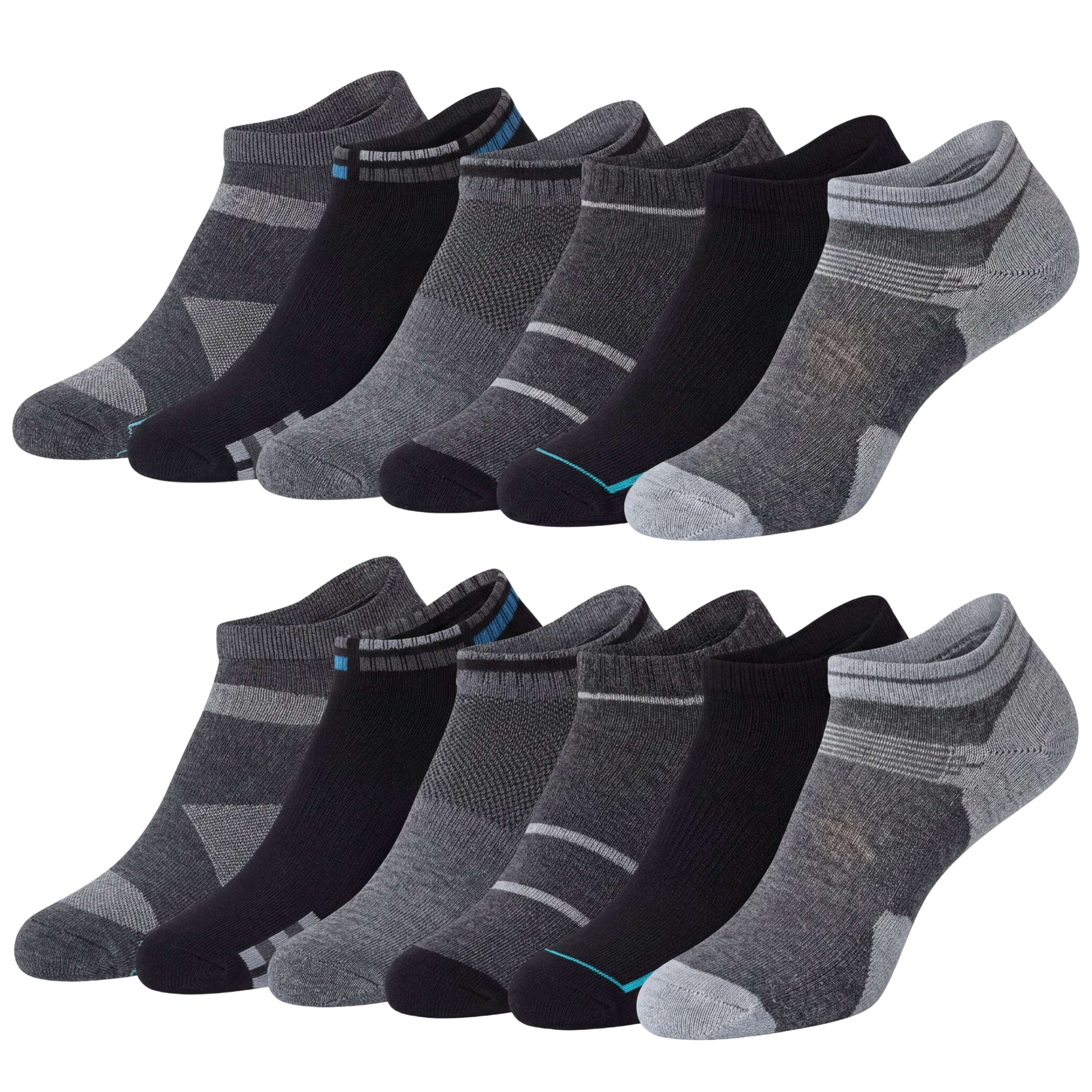Set of black and gray ankle socks on a white background