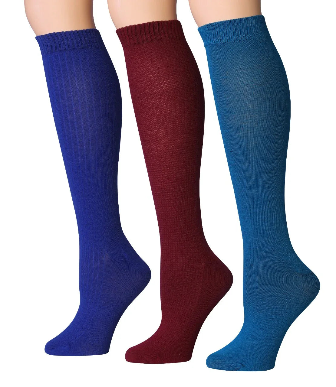 Women's 3 Pairs Light Colorful Solid Patterned Knee High Socks 2771-A - Socks