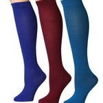 Women's 3 Pairs Light Colorful Solid Patterned Knee High Socks 2771-A - Socks