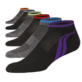 Men's Low Cut Dynamic Double Stripes Sports Socks - 6 Pairs