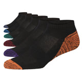 Men's Low Cut Monochrome Black With Multicolor Design Sports Socks - 6 Pairs