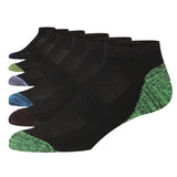 Men's Low Cut Monochrome Black With Variety Colors Design Sports Socks - 6 Pairs