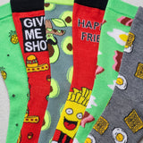 Pizza and Fries Burger Socks - 12 Pairs