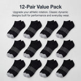 Men's Low Cut Contrast Striped Sports Socks - 12 Pairs