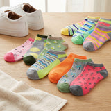 Fruit Nature Geometric Patterned No Show Socks - 20 Pairs