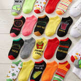 Food Inspired Striped No Show Socks - 20 Pairs