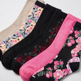 Women's 6-Pairs Colorful Vintage Rose Garden Patterned Crew Dress Socks