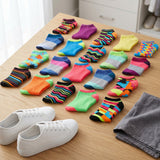 Stripes Zigzag Paint Splash No Show Socks - 20 Pairs