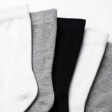 Solid Colors Black Grey & White Socks - 12 Pairs