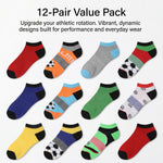 12 pairs of colorful socks in a value pack on a white background