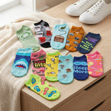 Mix Wine Sea & Shark Coffee Pattern No Show Socks - 20 Pairs