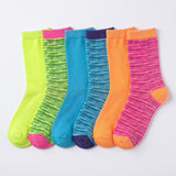 Women's 6-Pairs Colorful Neon Space Dye Patterned Crew Dress Socks