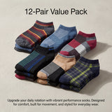 Men's Low Cut Shapes Striped Sports Socks - 12 Pairs