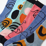 Abstract Pastel Faces Socks - 6 Pairs