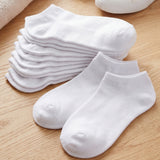 Solid White Canvas No Show Socks - 20 Pairs