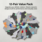 Men's Low Cut Athletic Mini Stripes Sports Socks - 12 Pairs