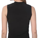 Isadora Paccini Women's Black Long Sleeveless Mock Turtle Neck Pullover Travel Tops for Women