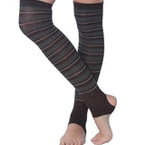 Tipi Toe Women Stirrup Striped Socks - Lightweight Girl's Toeless Socks Over the Knee - Stretchable Women's Stockings Workout socks