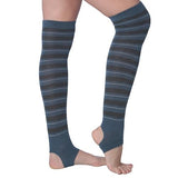 Tipi Toe Women Stirrup Striped Socks - Lightweight Girl's Toeless Socks Over the Knee - Stretchable Women's Stockings Workout socks