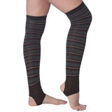 Tipi Toe Women Stirrup Striped Socks - Lightweight Girl's Toeless Socks Over the Knee - Stretchable Women's Stockings Workout socks