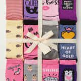 Colorful Queen Love Pattern Socks - 12 Pairs