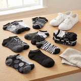 Black White Snowflake No Show Socks  - 20 Pairs