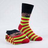 Men's Colorful Striped Monster Socks - 12 Pairs