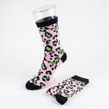 Women's 6-Pairs Colorful Neon Pastel Leopard Patterned Crew Dress Socks