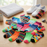 Stripes Zigzag Paint Splash No Show Socks - 20 Pairs