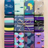 Colorful Fun Stripes Socks - 12 Pairs