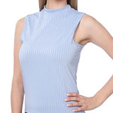 Isadora Paccini Women's Light Blue Small Summer Sleeveless Mock Neck Casual Tops for Women