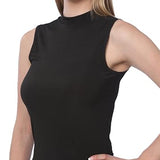 Isadora Paccini Women's Black Long Sleeveless Mock Turtle Neck Pullover Travel Tops for Women