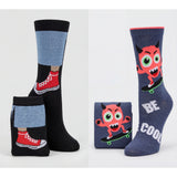 Lightweight Monster Pattern Socks - 12 Pairs