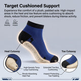 Blue sock with detailed features on a gray background