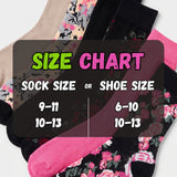 Women's 6-Pairs Colorful Vintage Rose Garden Patterned Crew Dress Socks