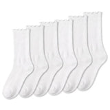 Turn-Cuff White Lace Ruffle Socks
