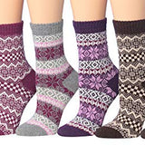 Tipi Toe 6-Pairs Women's Extra Warm Wool-Blend Pastels Earth Tones Checkered Charm Crew Boot Socks