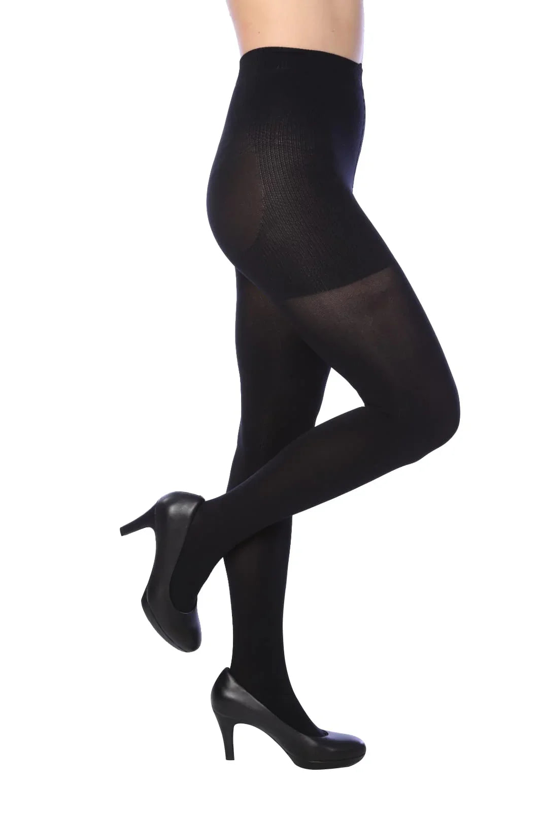  Women's Black Opaque Shaper Tights - 120 Denier High-Waist Control Top Pantyhose for Slimming and Comfort - Socks