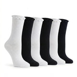 White/Grey/Black Turn-Cuff Quarter Socks