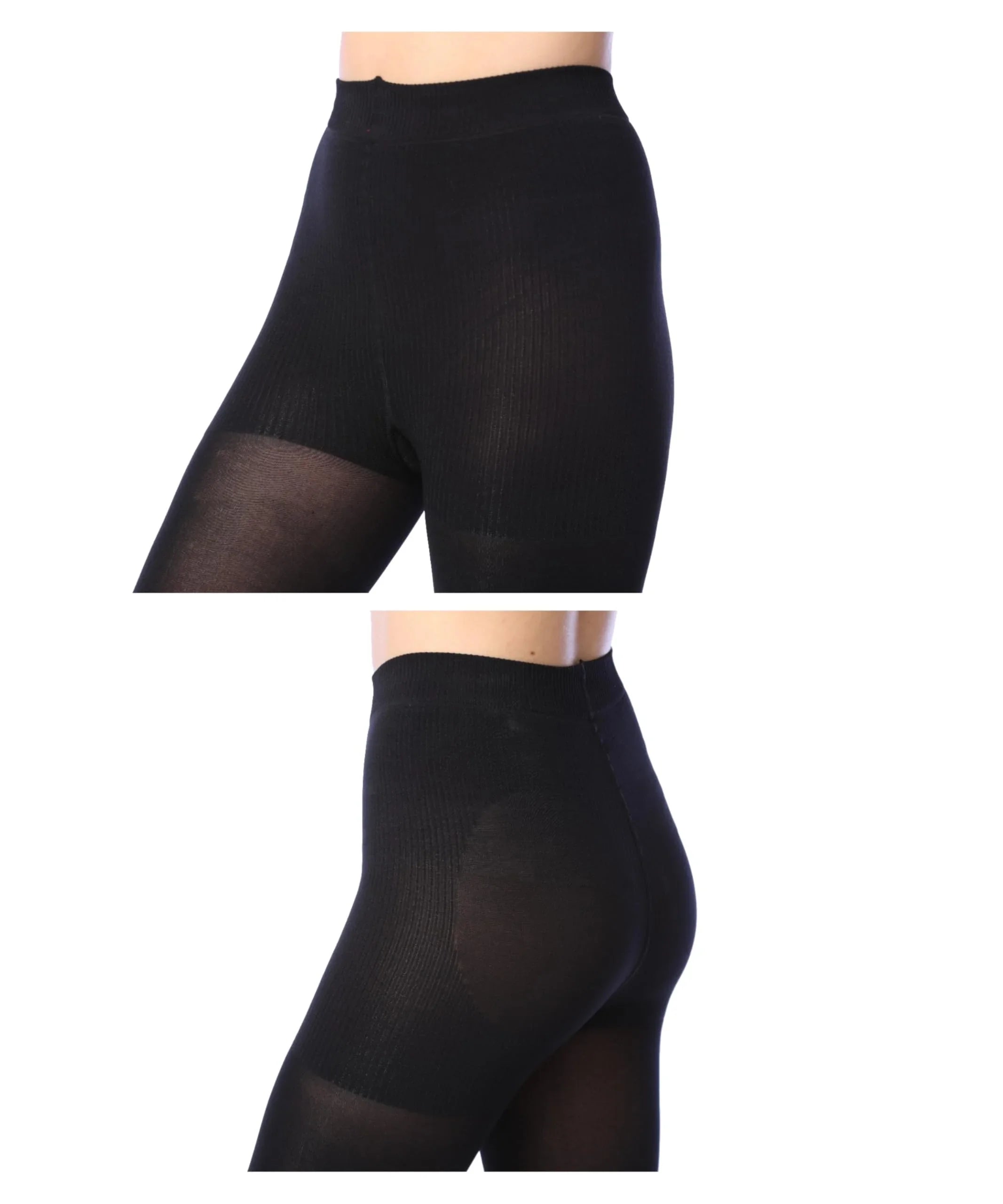 Isadora Paccini Women's Black Opaque Shaper Tights - 120 Denier High-Waist Control Top Pantyhose for Slimming and Comfort - Socks