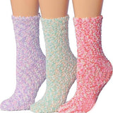 Tipi Toe Women's 3-Pack Cozy Microfiber Anti-Skid Fuzzy Cotton Candy Blend Patterned Crew Socks – Includes Exclusive Gift Box, Perfect for Women’s Sizes 9-11