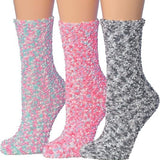 Tipi Toe Women's 3-Pack Cozy Microfiber Anti-Skid Fuzzy Frosted Sherbet Mix Patterned Crew Socks – Includes Exclusive Gift Box, Perfect for Women’s Sizes 9-11