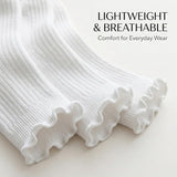 Solid White Turn-Cuff Quarter Ruffle Socks