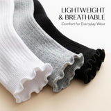 White/Grey/Black Turn-Cuff Quarter Socks