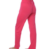 Isadora Paccini Women's Pink Cotton Long Casual Pants for Women Relaxed Fit Elastic Waist Cool Comfortable for Sleep & Loungewear