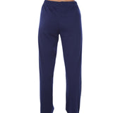 Isadora Paccini Women's Navy Blue Cotton Long Relaxed Fit Elastic Waist Women's Pajama Bottoms Comfortable For Sleep & Loungewear