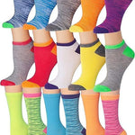 Women's 16 Pack Vibrant Neon Mix Lightweight Colorful Patterned Low Cut/Crew Socks - Socks