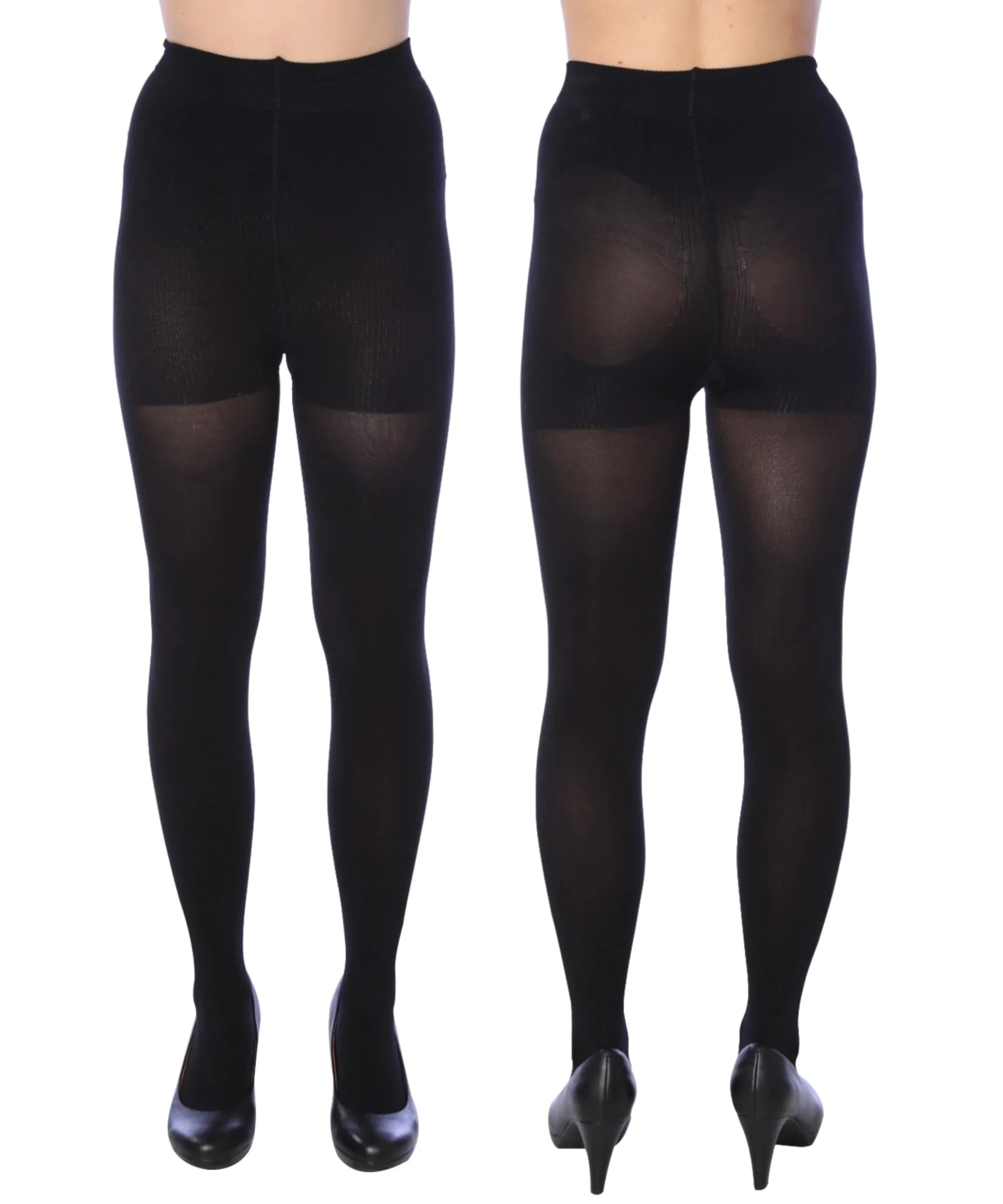 Isadora Paccini Women's Black Opaque Shaper Tights - 120 Denier High-Waist Control Top Pantyhose for Slimming and Comfort - Socks